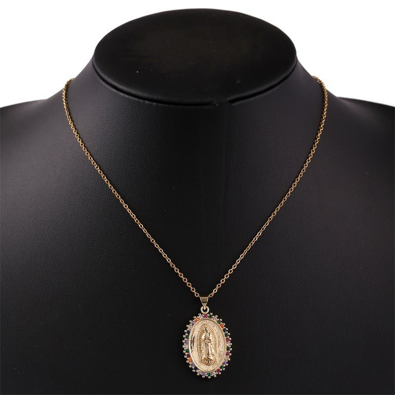 Girl's Lucky Virgin Mary Pendant Necklace Christian Jewelry