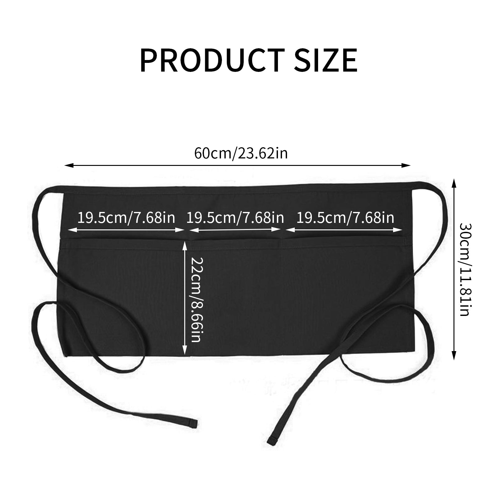 Waterproof Front Tie Cooking Apron 3 Pocket Waist Apron for Men Women