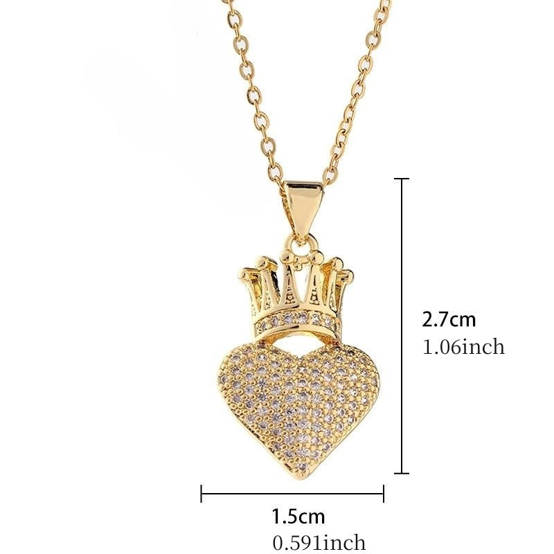 Girl's Crown Love Heart Pendant Necklace Hip Hop Accessories Party Jewelry