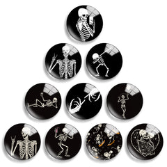 12pcs Halloween Skull Glass Refrigerator Magnets