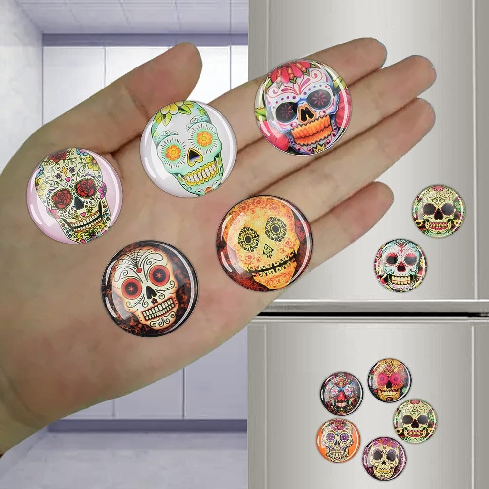 12pcs Halloween Skull Glass Refrigerator Magnets