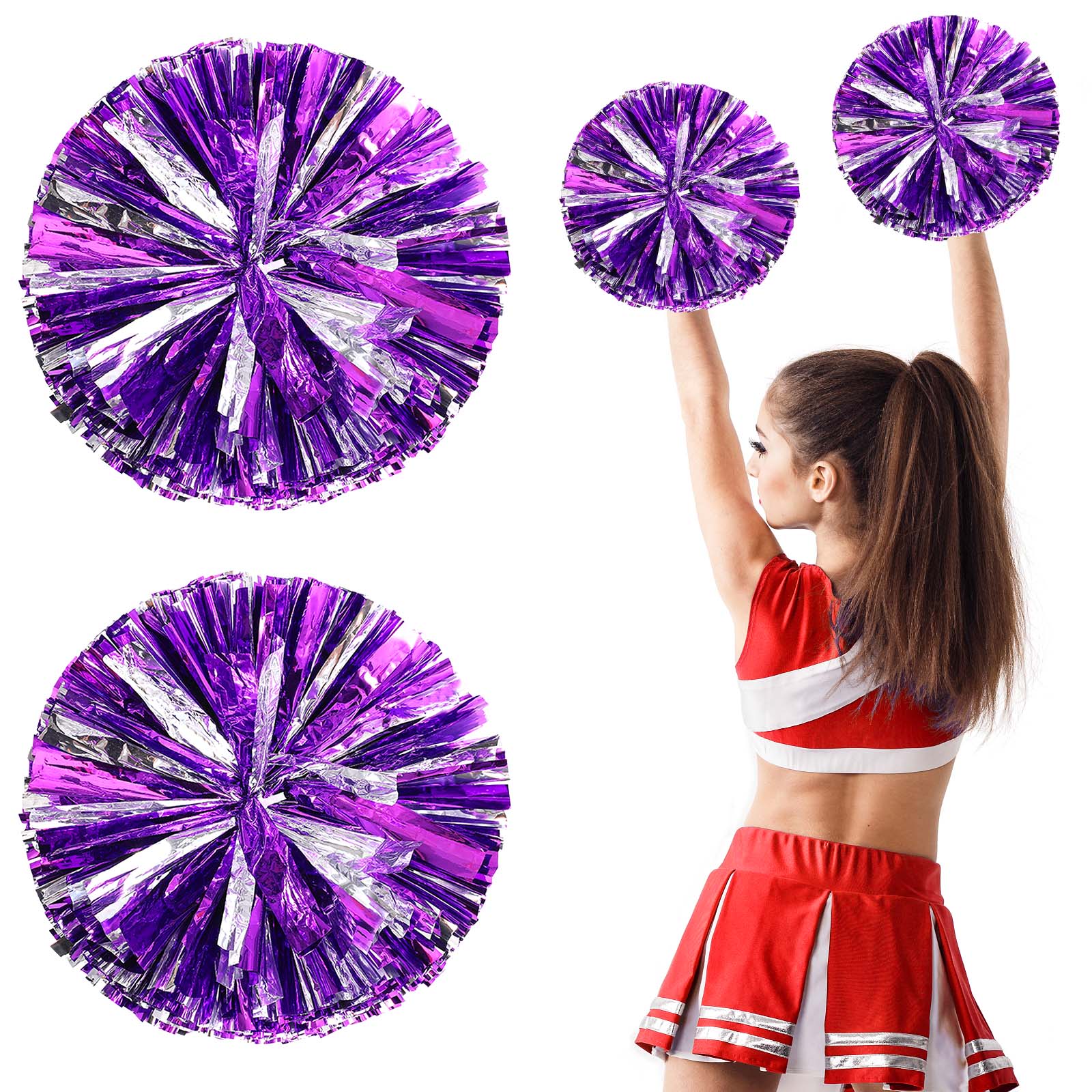 2pcs Metallic Cheerleading Pom Poms - Cheer Accessories For Games