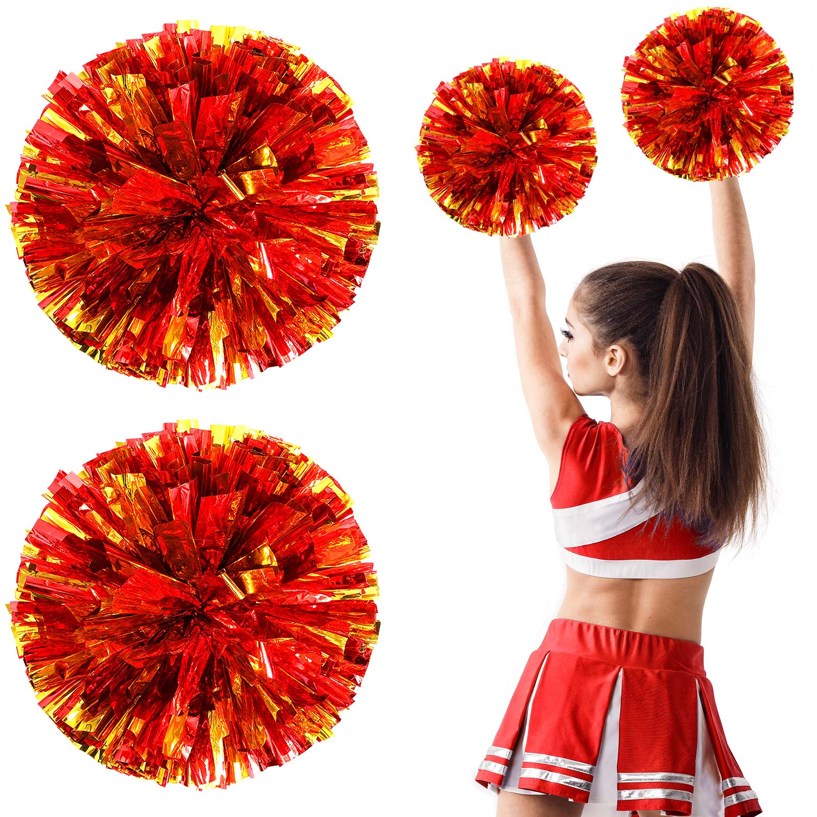 2pcs Metallic Cheerleading Pom Poms - Cheer Accessories For Games