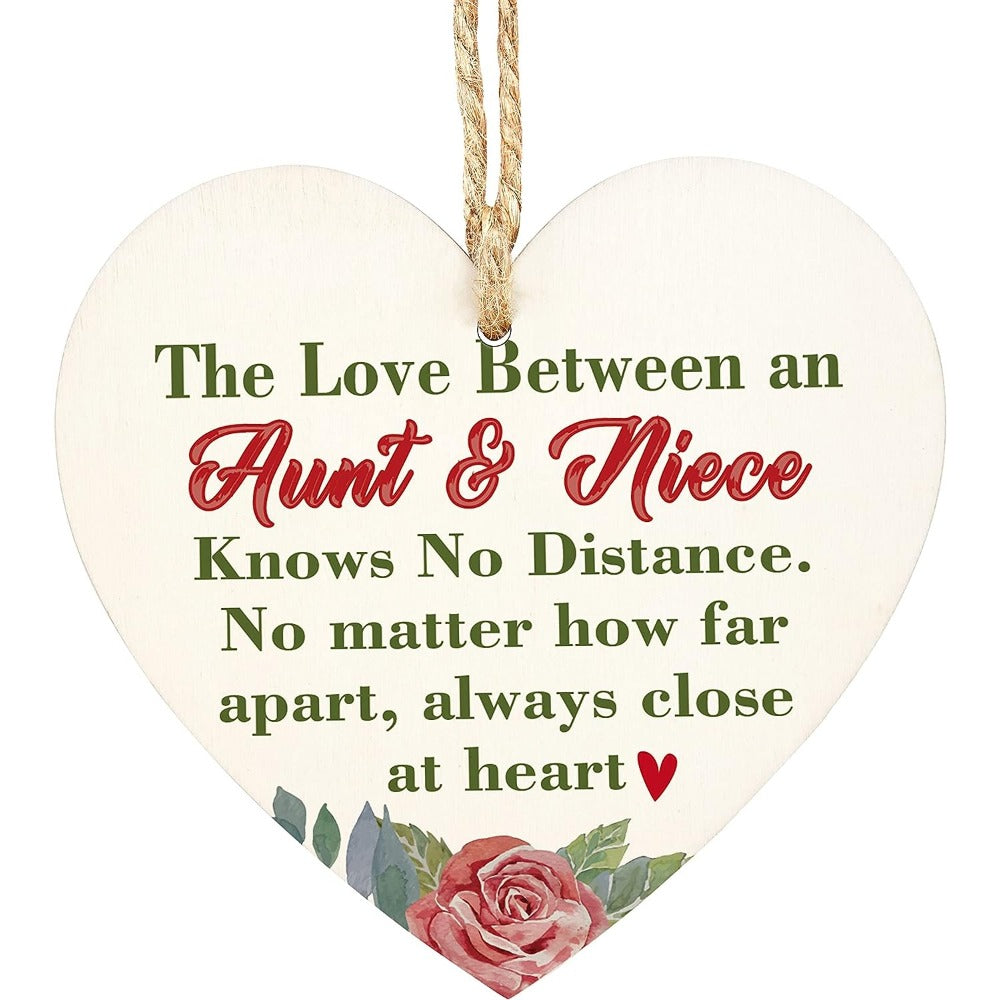 Heart Shaped Aunt Sign Boards for Home Door Decor