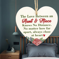 Heart Shaped Aunt Sign Boards for Home Door Decor