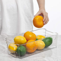 Refrigerator Organizer Bin With Handle Clear Plastic Bins For Fridge Freezer