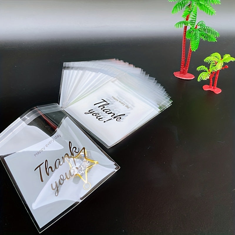 100pcs Large Thank You Opp Ziplock Bag Gift Candy Packaging 13x10cm