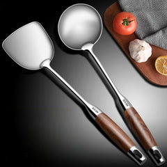 Stainless Steel Wok Spatula W/ Wooden Handle Cooking Shovel