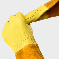 Boiling Cowhide Long Tube Gardening Gloves for Planting Flowers Pruning