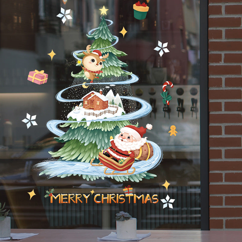 Christmas Theme Window Sticker Waterproof PVC for Living Room