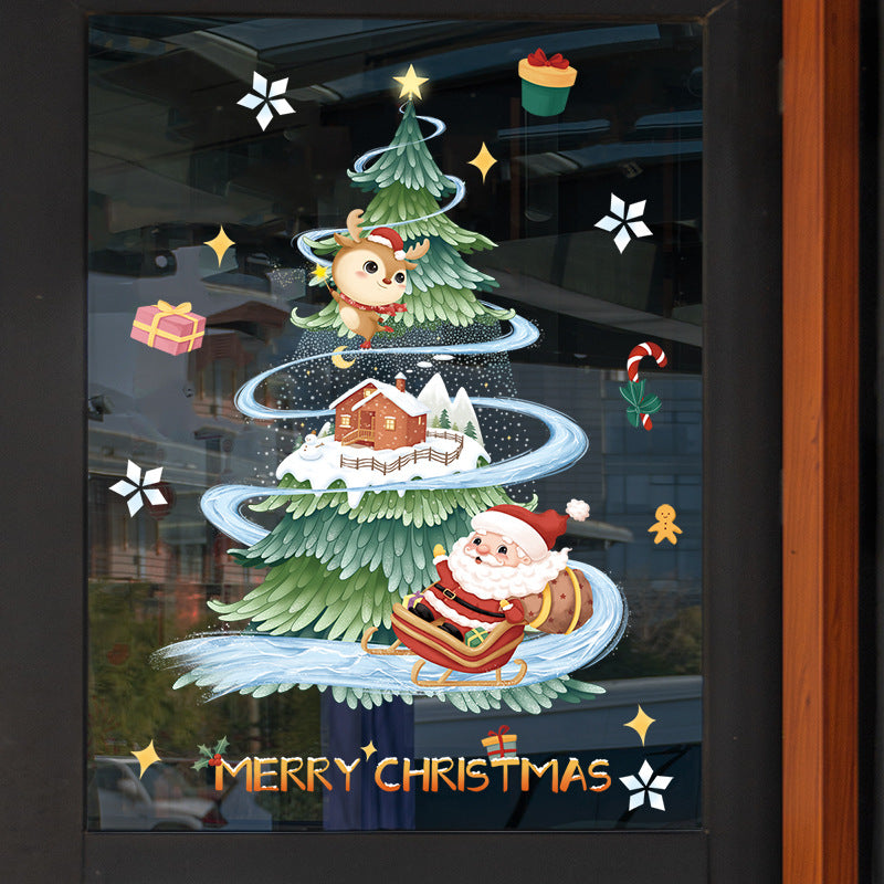 Christmas Theme Window Sticker Waterproof PVC for Living Room
