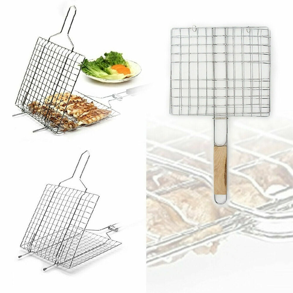 Stainless Steel Grill Basket BBQ Grilling For Fish And Vegetables