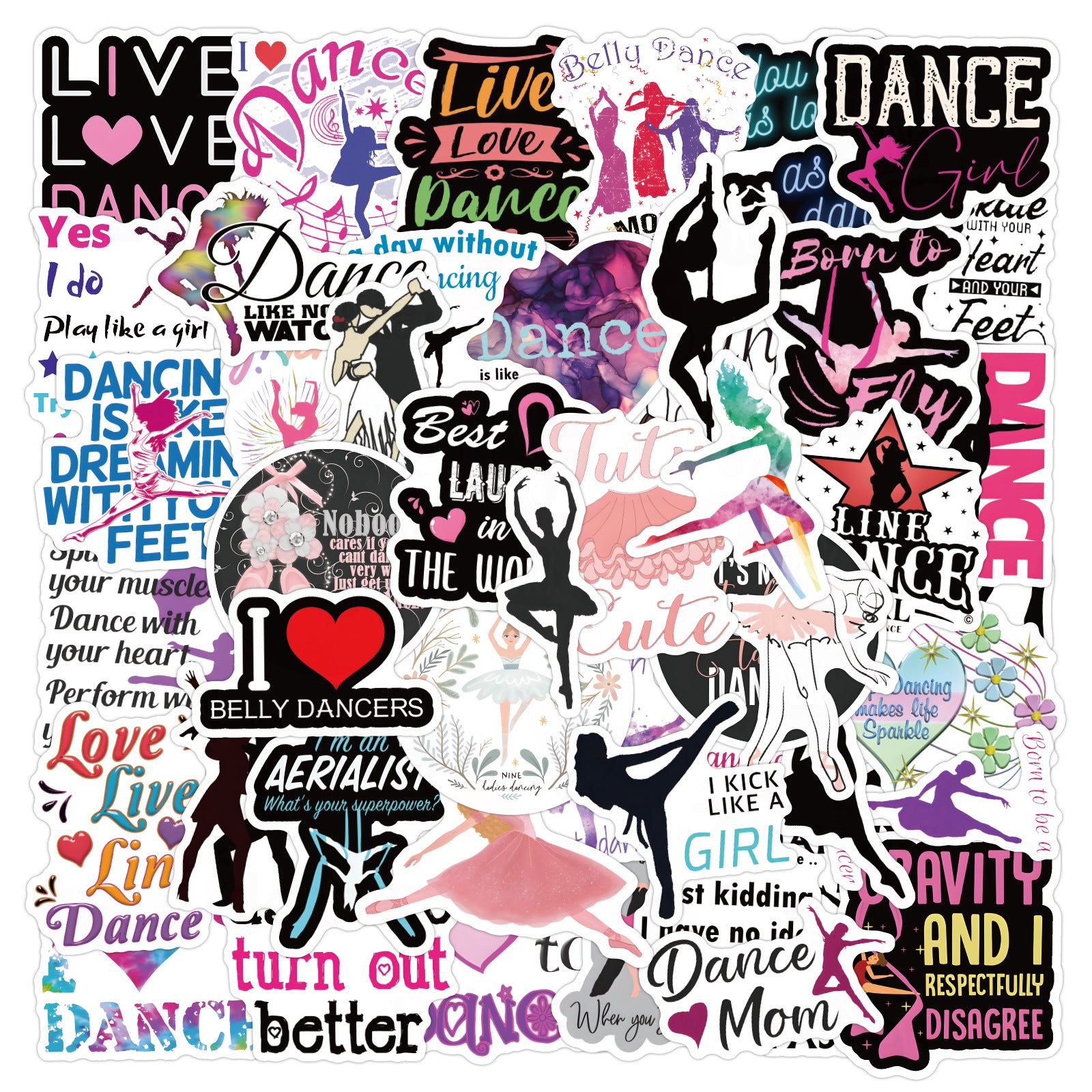 60pcs Cartoon Dance Stickers Dance Party Favors Waterproof Vinyl Stickers