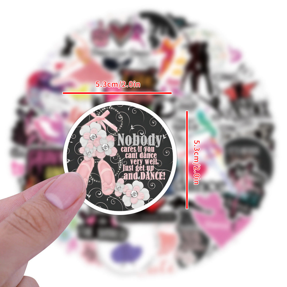 60pcs Cartoon Dance Stickers Dance Party Favors Waterproof Vinyl Stickers