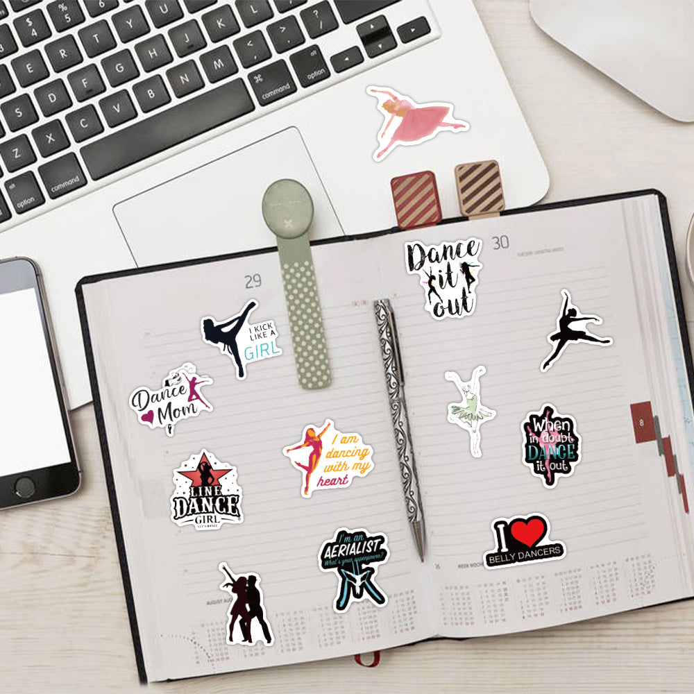 60pcs Cartoon Dance Stickers Dance Party Favors Waterproof Vinyl Stickers