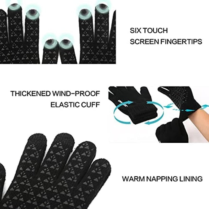 Warm Fleece Windproof Touch Screen Gloves for Outdoor Activities