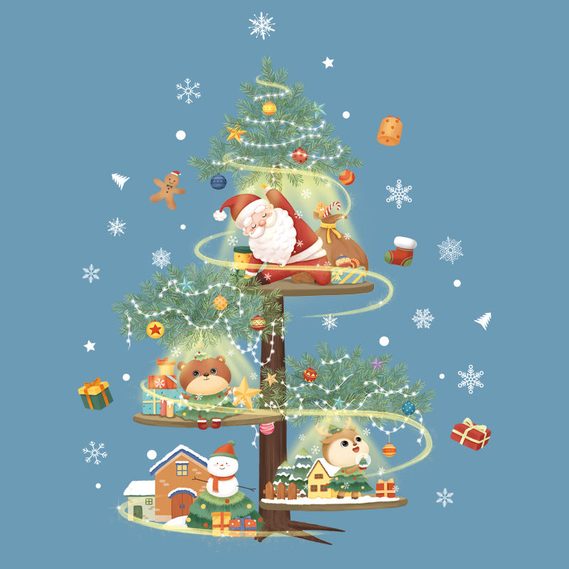 Christmas Decoration Stickers Snowman Wreath Xmas Year Door Wall Decor