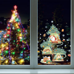 Christmas Decoration Stickers Snowman Wreath Xmas Year Door Wall Decor