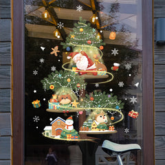 Christmas Decoration Stickers Snowman Wreath Xmas Year Door Wall Decor
