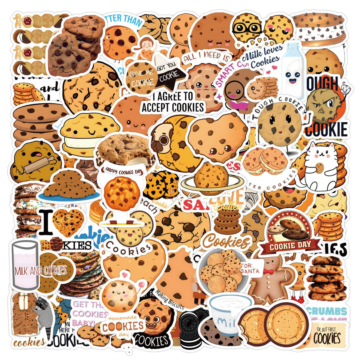120pcs Cookies Stickers Pack Vinyl Waterproof Stickers