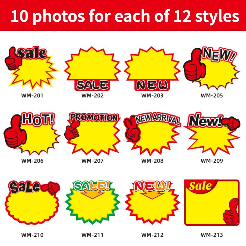120pc Fruit Promotion Sticker Tag Supermarket Advertising Paper (12 Styles)