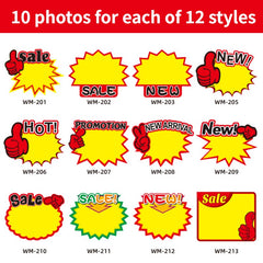 120pc Fruit Promotion Sticker Tag Supermarket Advertising Paper (12 Styles)