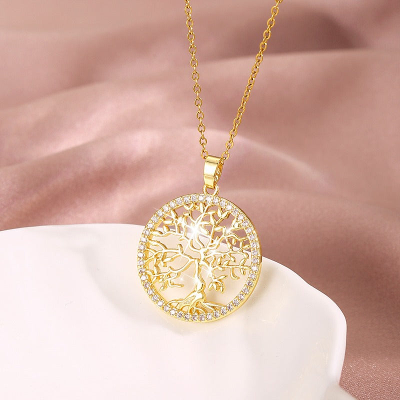 Girl's Zircon Tree Of Life Necklace Jewelry Gift for Her