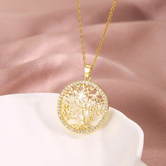 Girl's Zircon Tree Of Life Necklace Jewelry Gift for Her