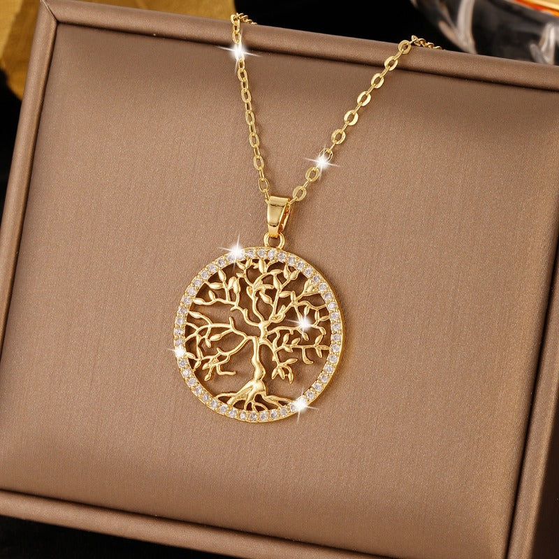 Girl's Zircon Tree Of Life Necklace Jewelry Gift for Her