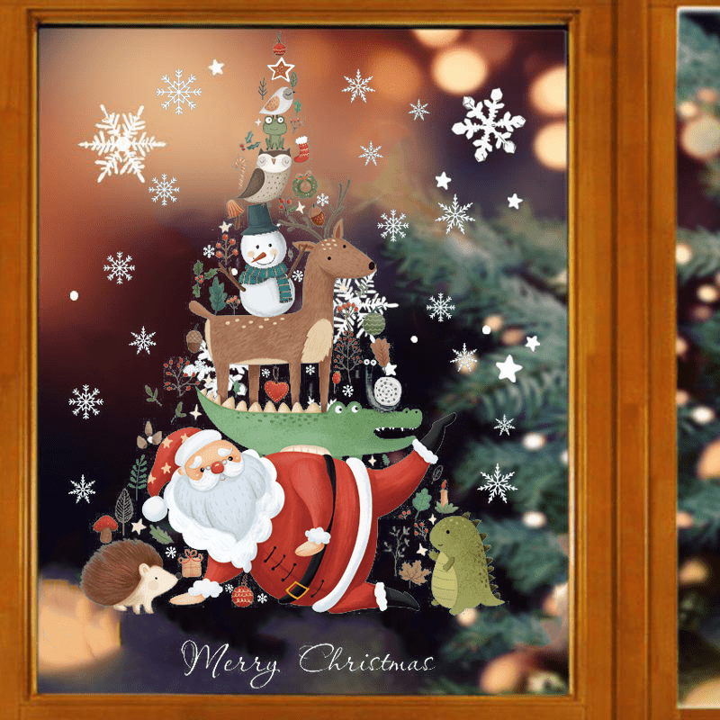 Christmas Window Stickers Snowflake Santa Wall Decal