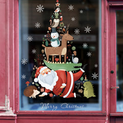 Christmas Window Stickers Snowflake Santa Wall Decal