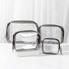 4PCS Transparent PVC Storage Bag Beauty Case Toiletry Bag Zipper Pouch