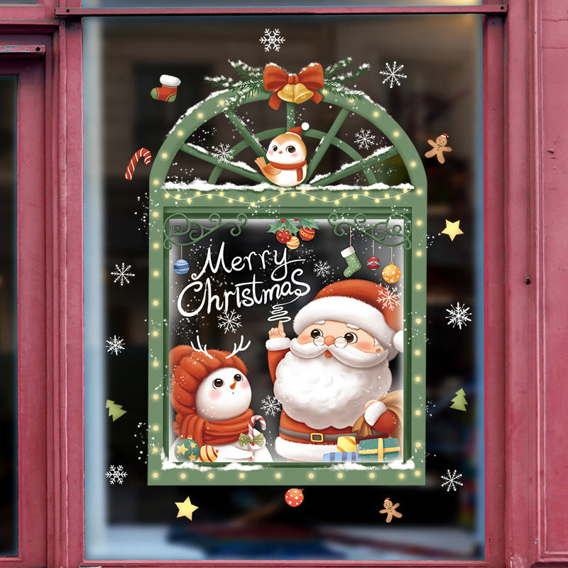 Christmas Window Wall Decal Snowflake Candy Old Man Gift PVC Wall Decal