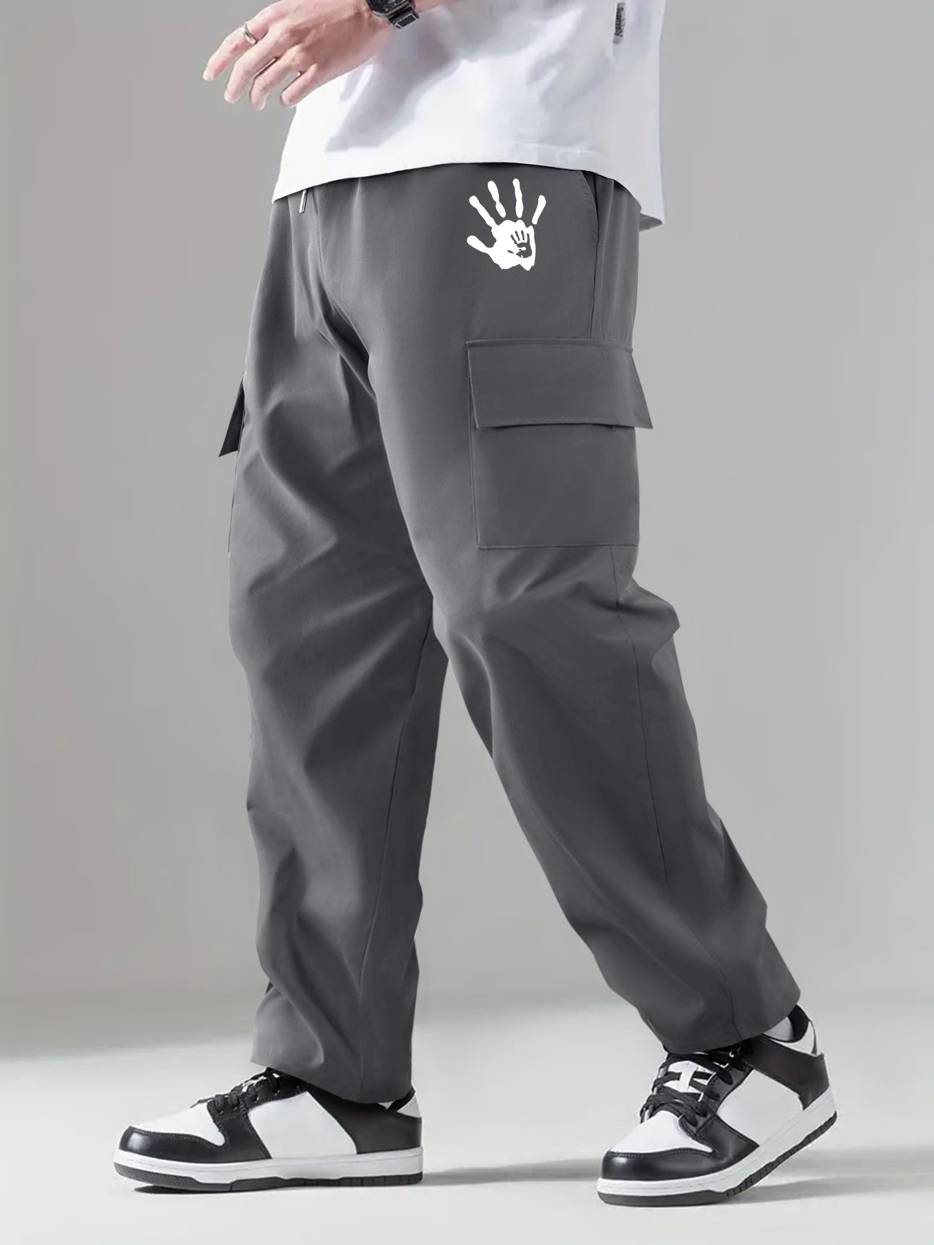 Cargo Pants Men Flap Pocket Trousers Casual Outdoor Work Streetwear Hip Hop