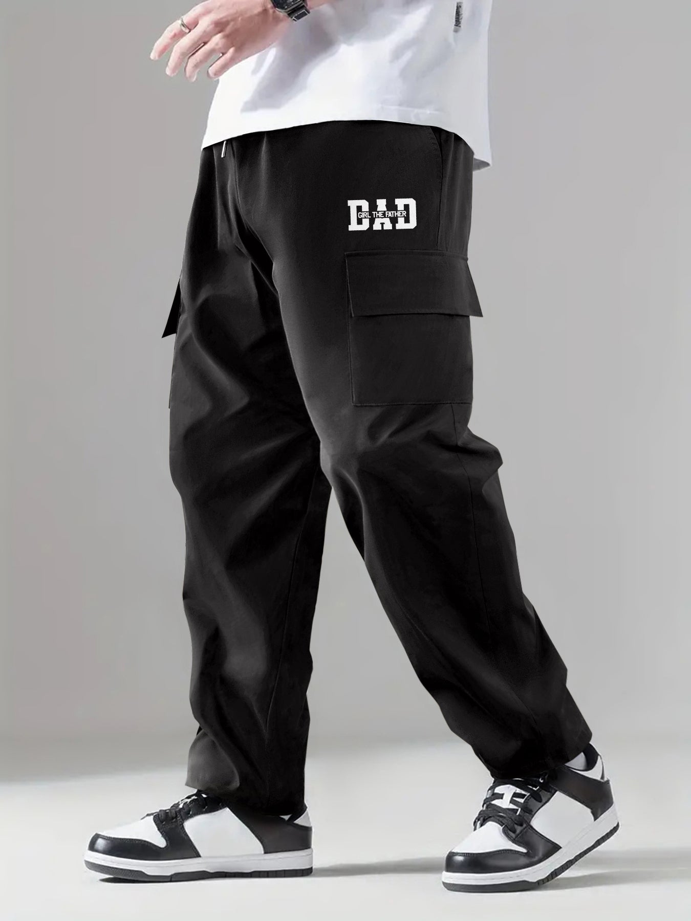 Cargo Pants Men Flap Pocket Trousers Casual Outdoor Work Streetwear Hip Hop