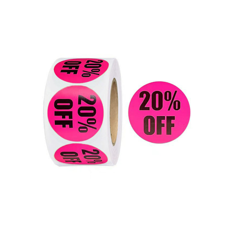 500pcs 10-60% Percent Sticker Roll, Adhesive Labels for Retail Store