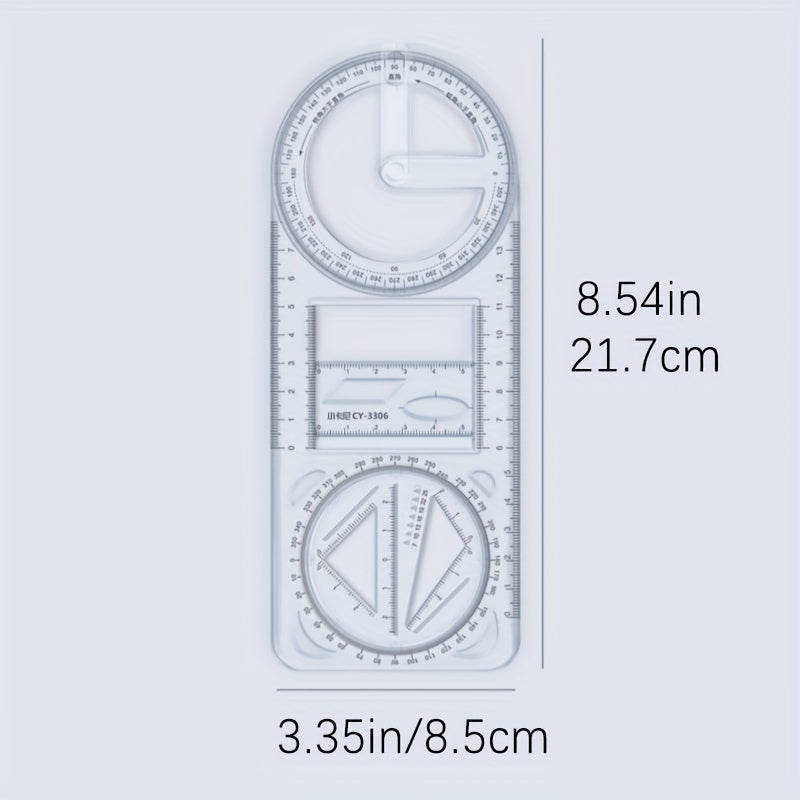 Rotatable Universal Ruler Drawing Tool Multifunctional Geometric Graphic Ruler