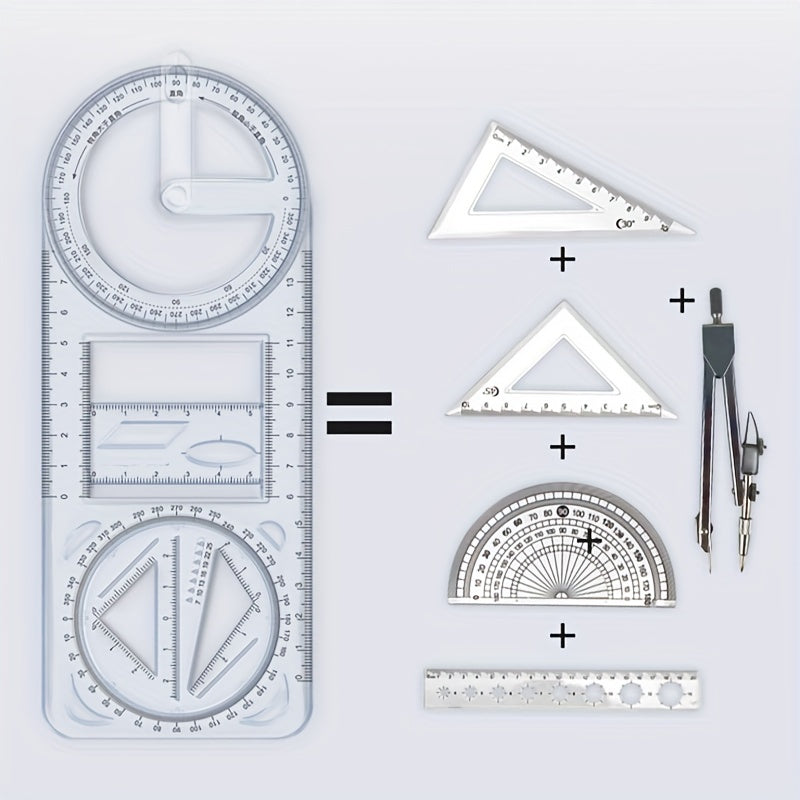 Rotatable Universal Ruler Drawing Tool Multifunctional Geometric Graphic Ruler