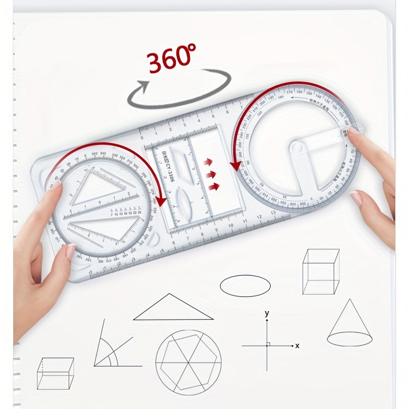 Rotatable Universal Ruler Drawing Tool Multifunctional Geometric Graphic Ruler