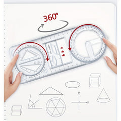 Rotatable Universal Ruler Drawing Tool Multifunctional Geometric Graphic Ruler