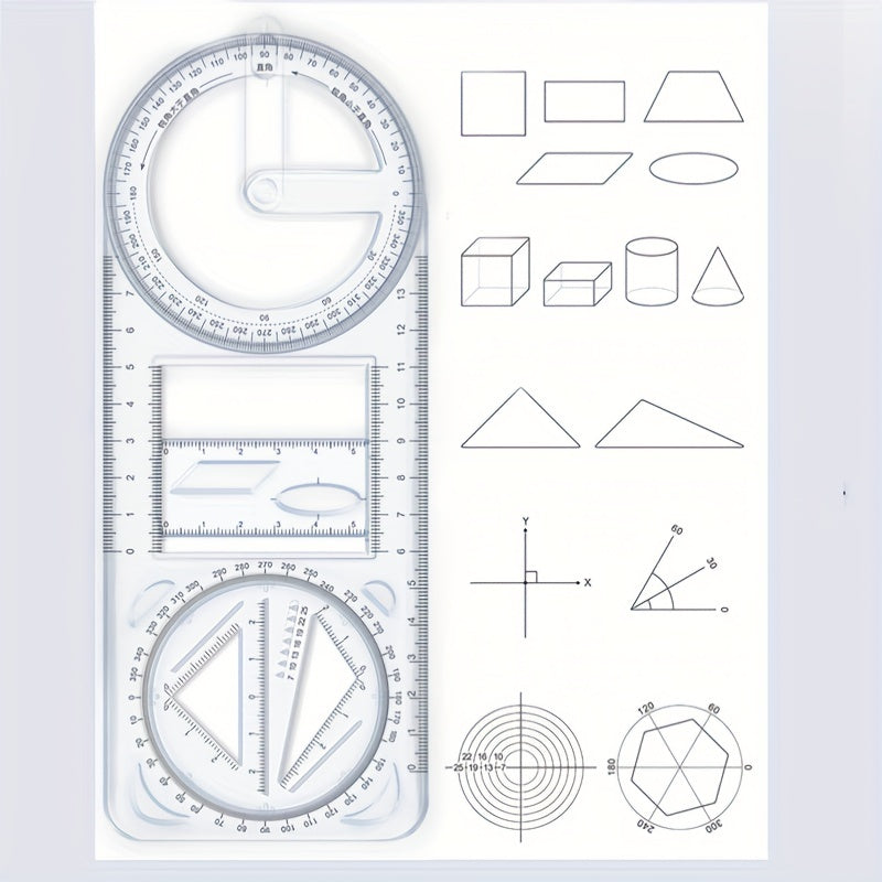 Rotatable Universal Ruler Drawing Tool Multifunctional Geometric Graphic Ruler