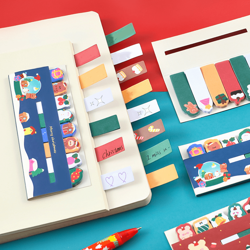 120pcs Christmas Sticky Notes Set Student Index Notepad School Office Stationery