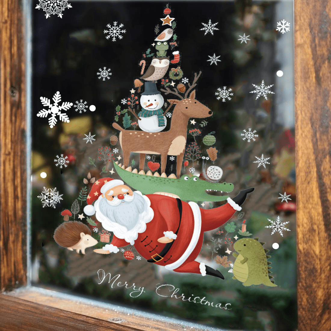 Christmas Window Stickers Snowflake Santa Wall Decal Year Christmas Decoration