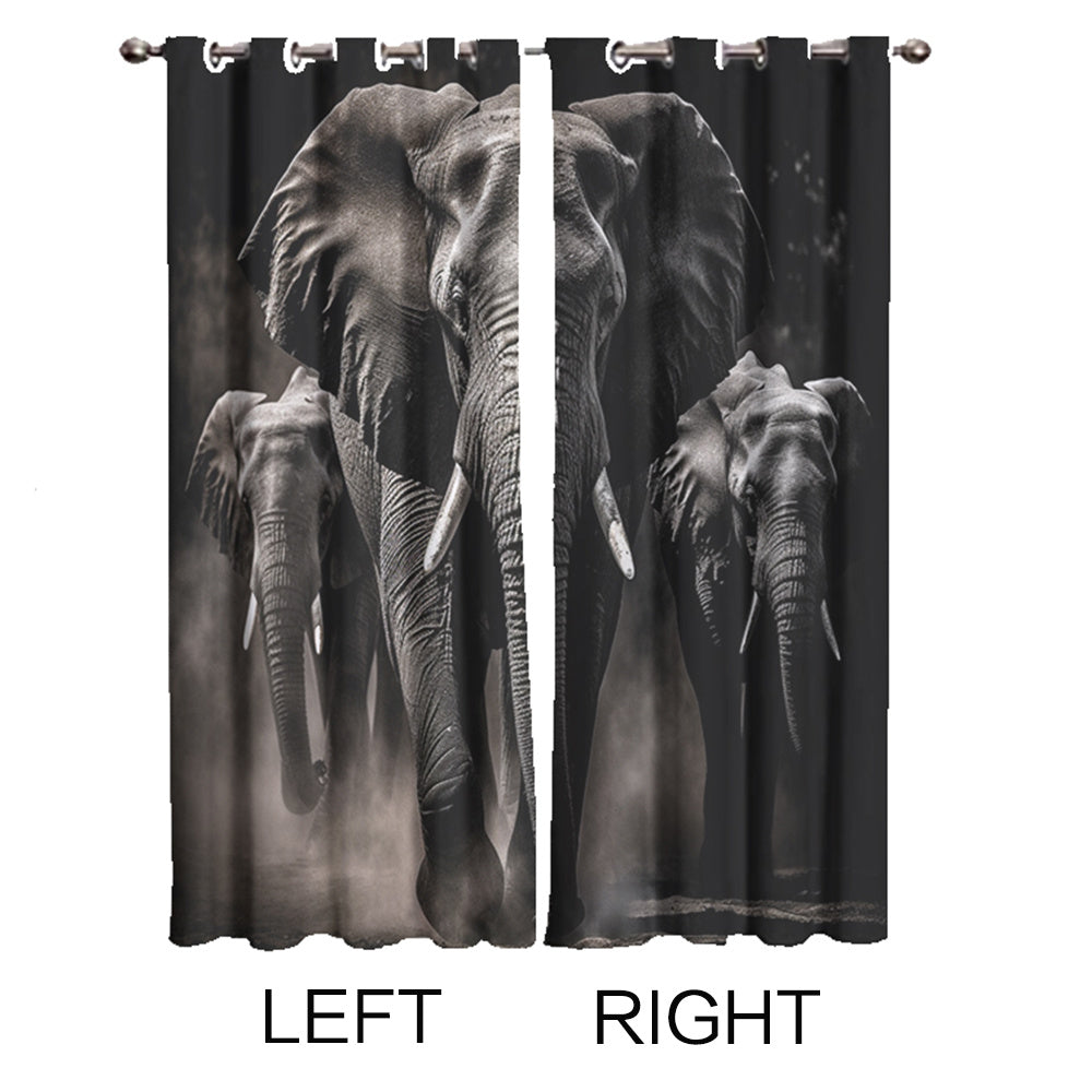 3D Elephant Collage Window Curtains for Home Decor