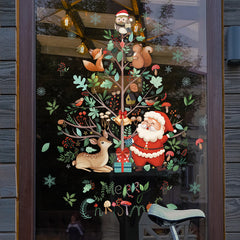 Christmas Window Clings Santa Claus Stickers Holiday Decor PVC Sticker