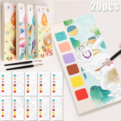20 Sheets Paint With Water Activity Books Set