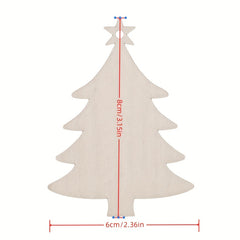10pcs Natural Wooden Christmas Tree Small Pendant DIY Wood Crafts Christmas Snow