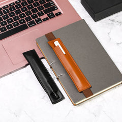 Stylish PU Leather Pen Holder with Elastic Band for Planners and Notebooks