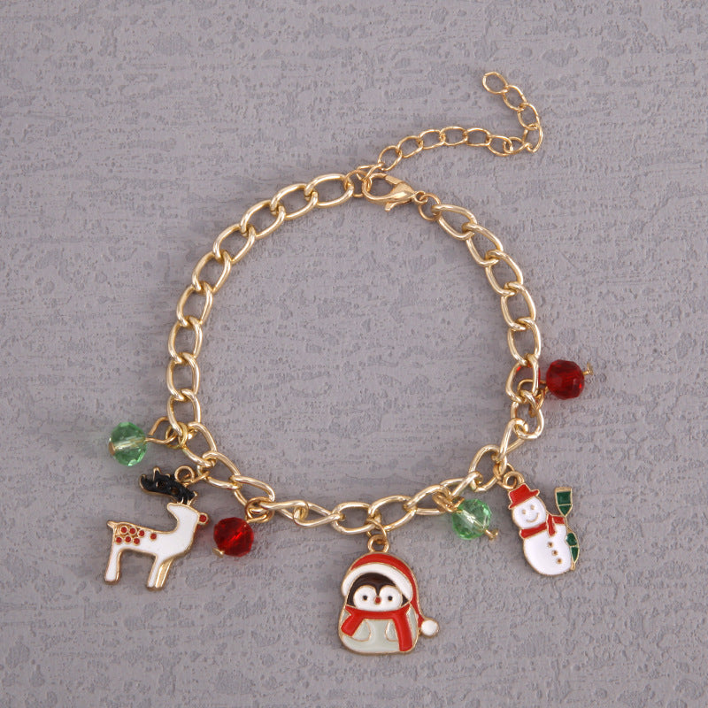 Christmas Bracelet Alloy Drop Santa Claus Reindeer Snowman Bell