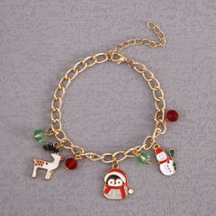 Christmas Bracelet Alloy Drop Santa Claus Reindeer Snowman Bell